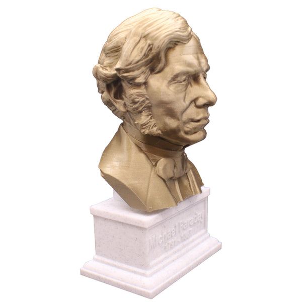 Michael Faraday Famous British Electromagnetic and Electrochemical Scientist Sculpture Bust on Box Plinth
