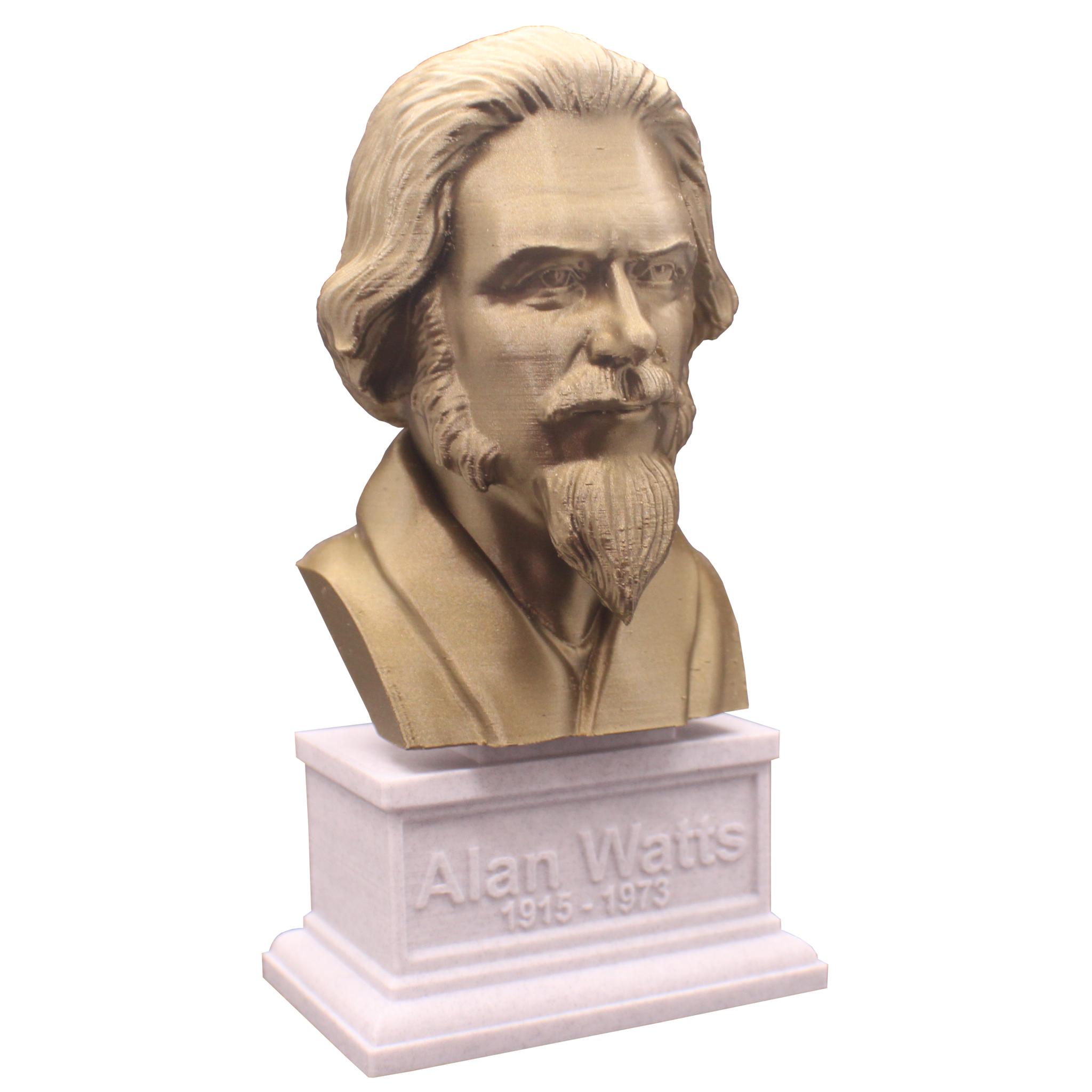 Alan Watts British Philosopher Sculpture Bust on Box Plinth