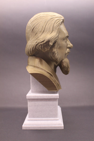 Alan Watts British Philosopher Sculpture Bust on Box Plinth