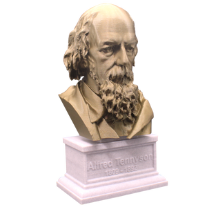 Lord Alfred Tennyson, English Poet and Poet Laureate Sculpture Bust on Box Plinth