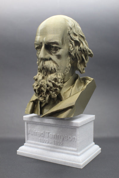 Lord Alfred Tennyson, English Poet and Poet Laureate Sculpture Bust on Box Plinth