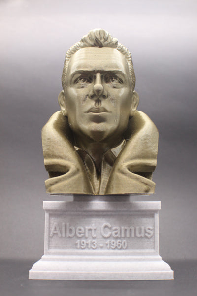 Albert Camus French Philosopher Sculpture Bust on Box Plinth