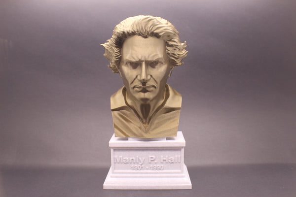Manly Palmer Hall, Famous Canadian Author, Sculpture Bust on Box Plinth