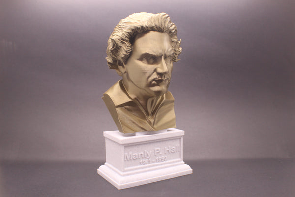Manly Palmer Hall, Famous Canadian Author, Sculpture Bust on Box Plinth