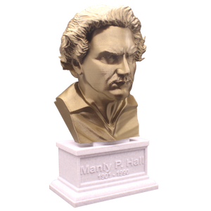 Manly Palmer Hall, Famous Canadian Author, Sculpture Bust on Box Plinth