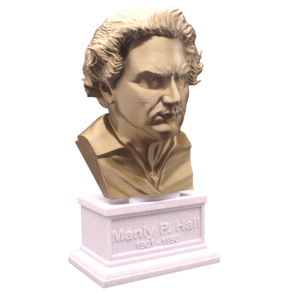 Manly Palmer Hall, Famous Canadian Author, Sculpture Bust on Box Plinth