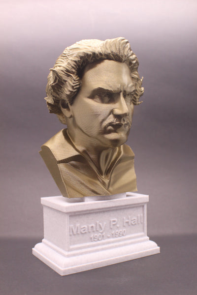 Manly Palmer Hall, Famous Canadian Author, Sculpture Bust on Box Plinth