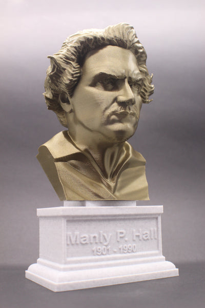 Manly Palmer Hall, Famous Canadian Author, Sculpture Bust on Box Plinth