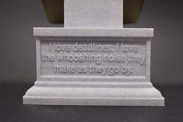 Douglas Adams, Famous English Writer, Sculpture Bust on Box Plinth