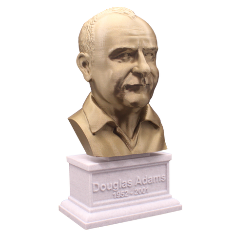 Douglas Adams, Famous English Writer, Sculpture Bust on Box Plinth