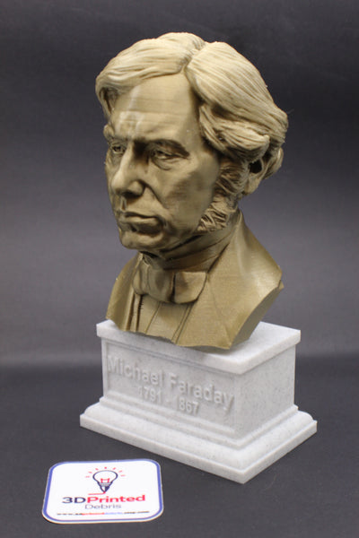 Michael Faraday Famous British Electromagnetic and Electrochemical Scientist Sculpture Bust on Box Plinth