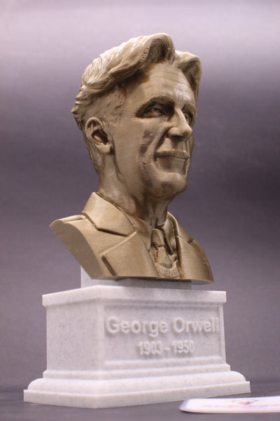George Orwell, Famous English Novelist, Sculpture Bust on Box Plinth