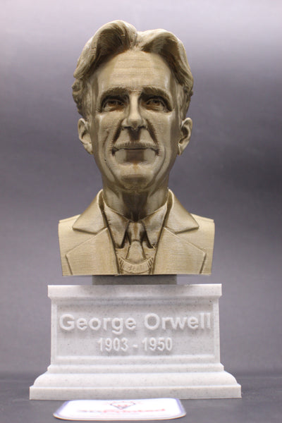 George Orwell, Famous English Novelist, Sculpture Bust on Box Plinth