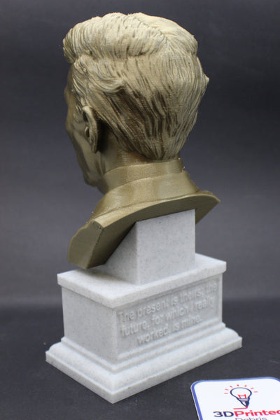 Nikola Tesla Famous Inventor, Electrical Engineer, and Futurist Sculpture Bust on Box Plinth