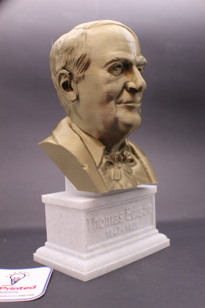 Thomas Edison Famous American Inventor and Businessman Sculpture Bust on Box Plinth