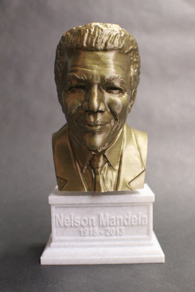 Nelson Mandela South African Anti-Apartheid Revolutionary Sculpture Bust on Box Plinth