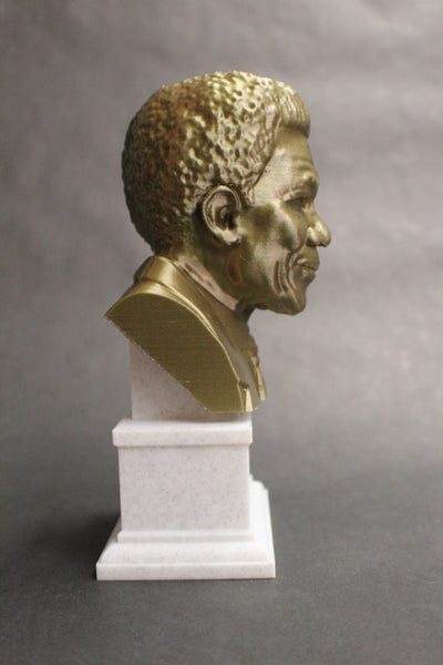 Nelson Mandela South African Anti-Apartheid Revolutionary Sculpture Bust on Box Plinth