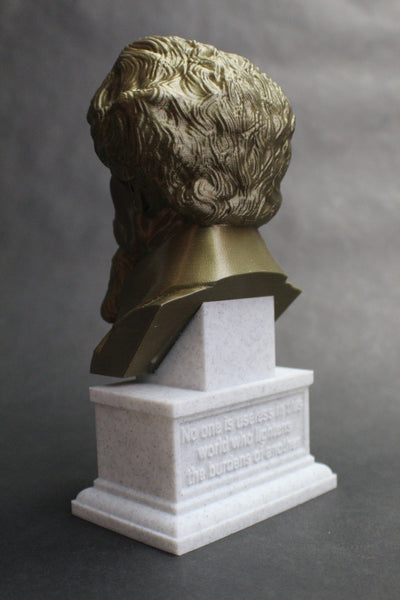 Charles Dickens, Famous English Writer and Social Critic, Sculpture Bust on Box Plinth