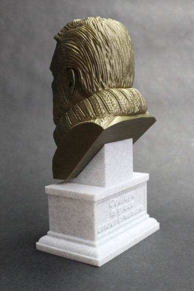 Ernest Hemingway, Famous American Writer and Sportsman, Sculpture Bust on Box Plinth
