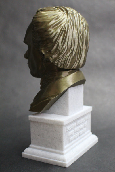 Edgar Allan Poe, Famous American Writer and Literary Critic, Sculpture Bust on Box Plinth