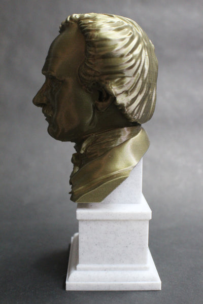 Edgar Allan Poe, Famous American Writer and Literary Critic, Sculpture Bust on Box Plinth