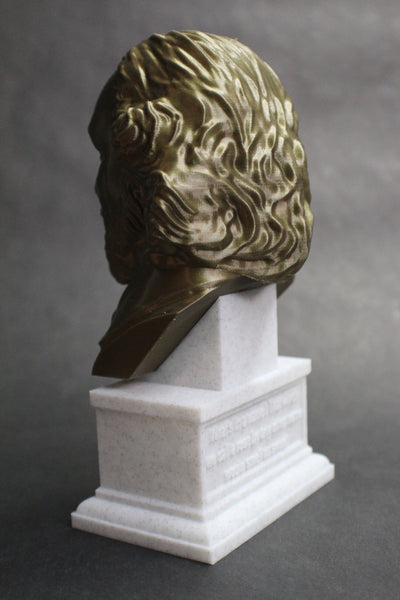 William Shakespeare, English Poet, Playwright, and Actor, Sculpture Bust on Box Plinth