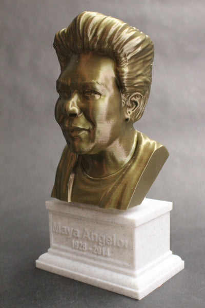 Maya Angelou, American Poet, Singer, Memoirist, and Civil Rights Activist, Sculpture Bust on Box Plinth
