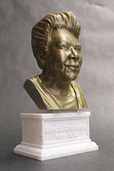 Maya Angelou, American Poet, Singer, Memoirist, and Civil Rights Activist, Sculpture Bust on Box Plinth