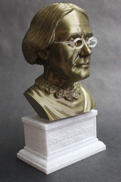 Susan B Anthony American Social Reformer and Women's Rights Activist Sculpture Bust on Box Plinth
