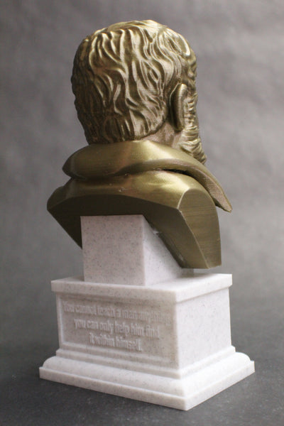 Galileo Galilei Italian Polymath, Astronomer, Physicist, and Engineer Sculpture Bust on Box Plinth