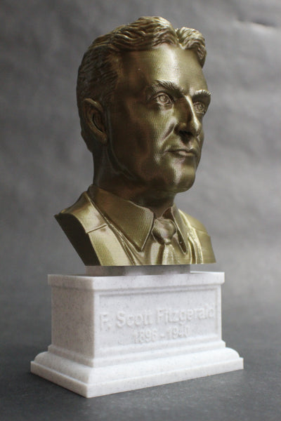 F Scott Fitzgerald, Famous American Writer, Sculpture Bust on Box Plinth