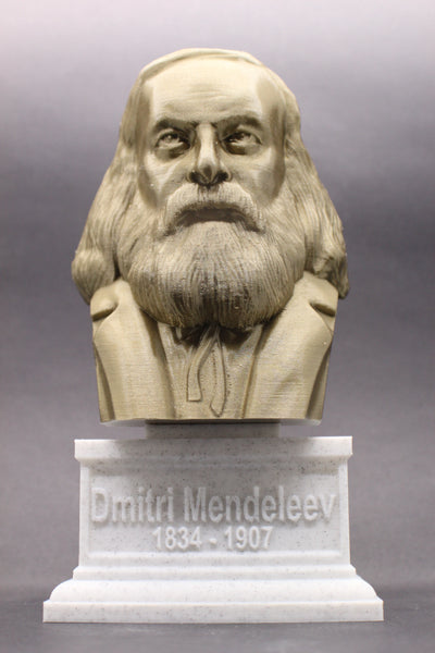 Dmitri Mendeleev Famous Russian Chemist and Inventor Sculpture Bust on Box Plinth