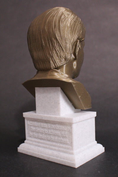 Ayn Rand, Famous American Writer and Philosopher, Sculpture Bust on Box Plinth