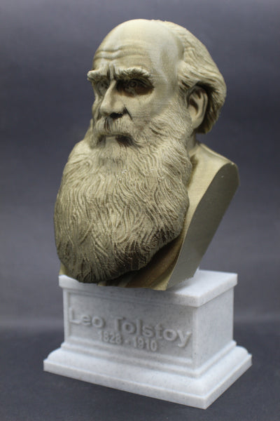 Leo Tolstoy, Famous Russian Writer, Sculpture Bust on Box Plinth