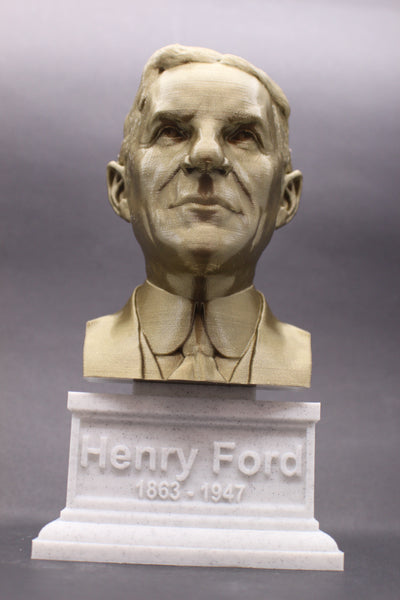 Henry Ford Famous American Industrialist and Business Magnate Sculpture Bust on Box Plinth