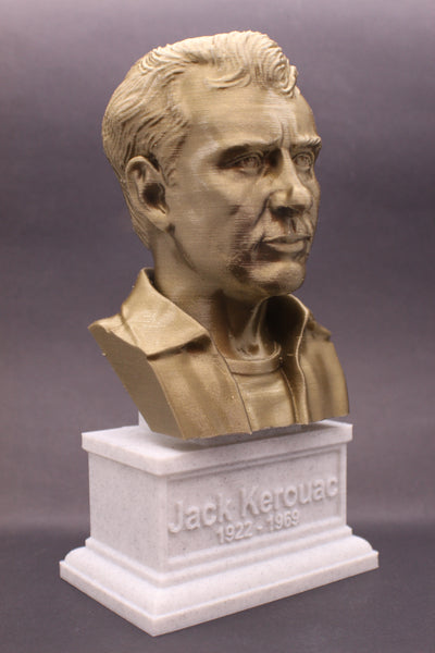 Jack Kerouac, Famous American Novelist, Sculpture Bust on Box Plinth