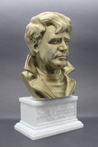 Jack London, Famous American Novelist, Sculpture Bust on Box Plinth