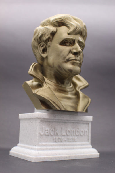 Jack London, Famous American Novelist, Sculpture Bust on Box Plinth