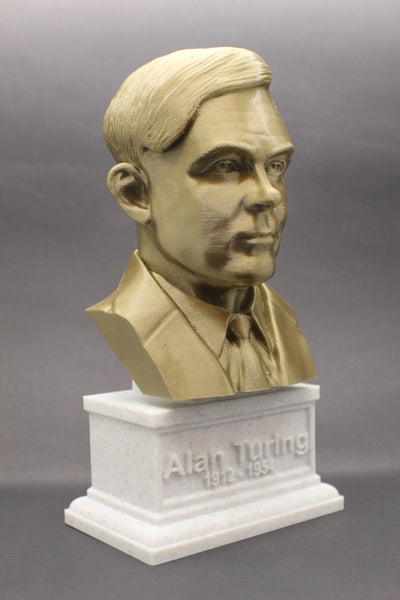 Alan Turing Famous English Mathematician and Computer Scientist Sculpture Bust on Box Plinth