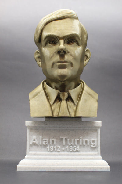 Alan Turing Famous English Mathematician and Computer Scientist Sculpture Bust on Box Plinth