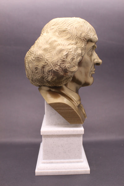 Nicolaus Copernicus Renaissance-era Polymath Sculpture Bust on Box Plinth