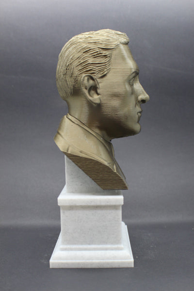 HP Lovecraft, Famous American Writer, Sculpture Bust on Box Plinth