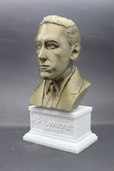 HP Lovecraft, Famous American Writer, Sculpture Bust on Box Plinth