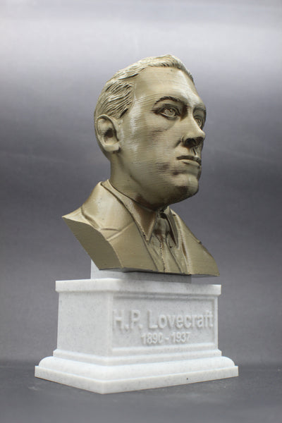 HP Lovecraft, Famous American Writer, Sculpture Bust on Box Plinth