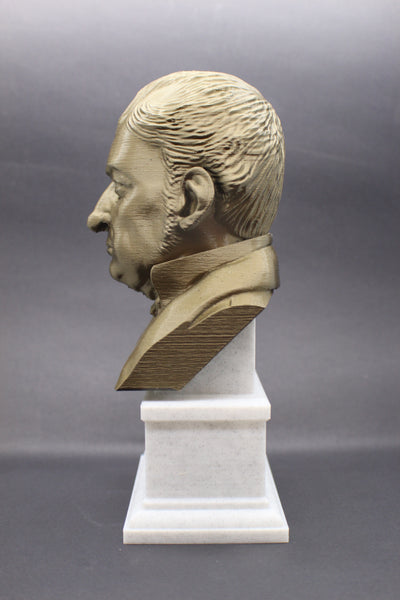 Eli Whitney Famous American Inventor Sculpture Bust on Box Plinth