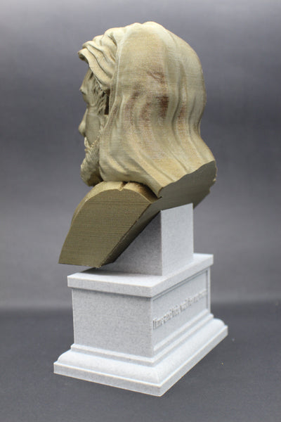 Geoffrey Chaucer, Famous English Poet, Sculpture Bust on Box Plinth