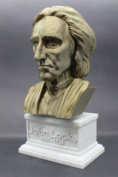 John Locke English Philosopher and Physician Sculpture Bust on Box Plinth