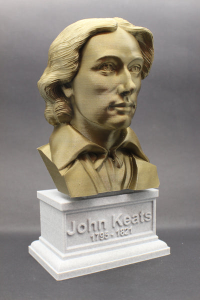 John Keats, Famous English Romantic Poet, Sculpture Bust on Box Plinth