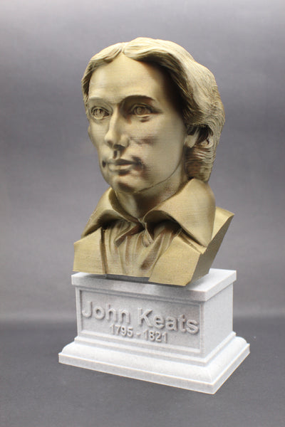 John Keats, Famous English Romantic Poet, Sculpture Bust on Box Plinth