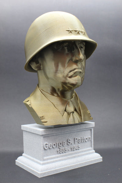 George S Patton Legendary US Army General Sculpture Bust on Box Plinth